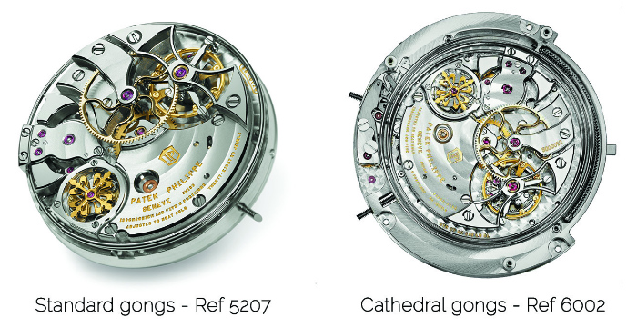 Patek Philippe standard and cathedral gongs for tourbillons