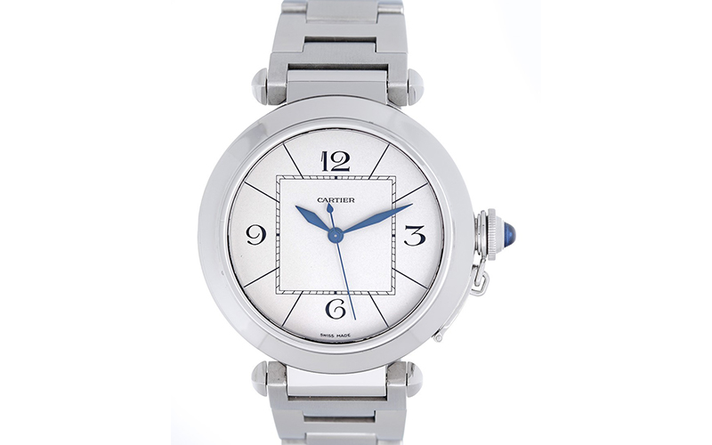 Cartier Pasha W31093M7 Automatic Steel case Steel bracelet Men's watch/Unisex Sapphire Glass Steel bezel Silver dial Arabic numerals 