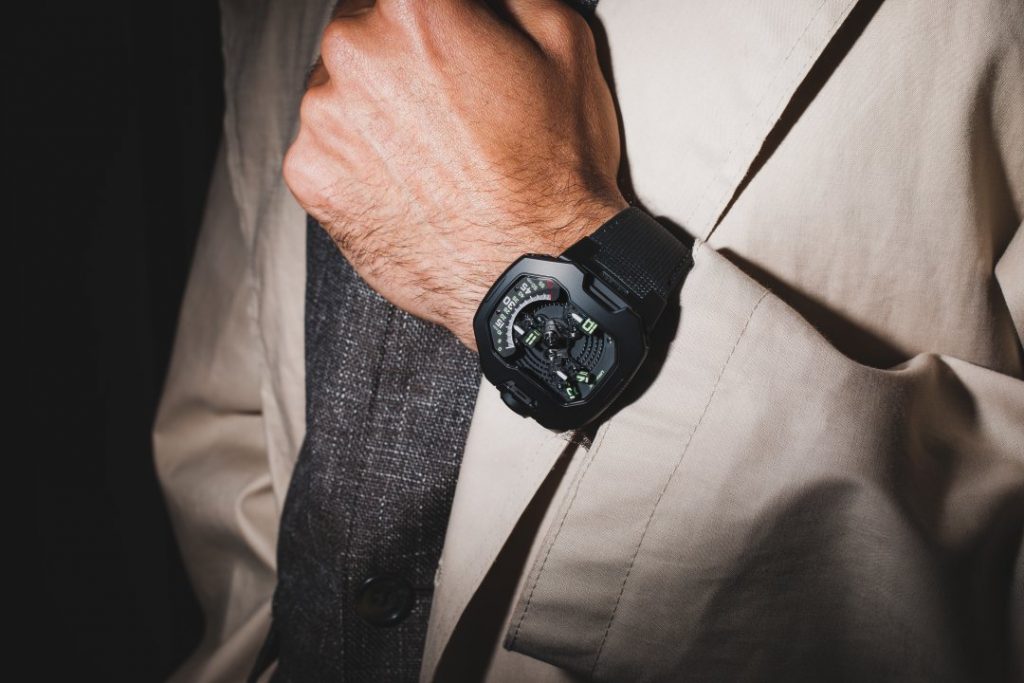 Full black watch on a wrist