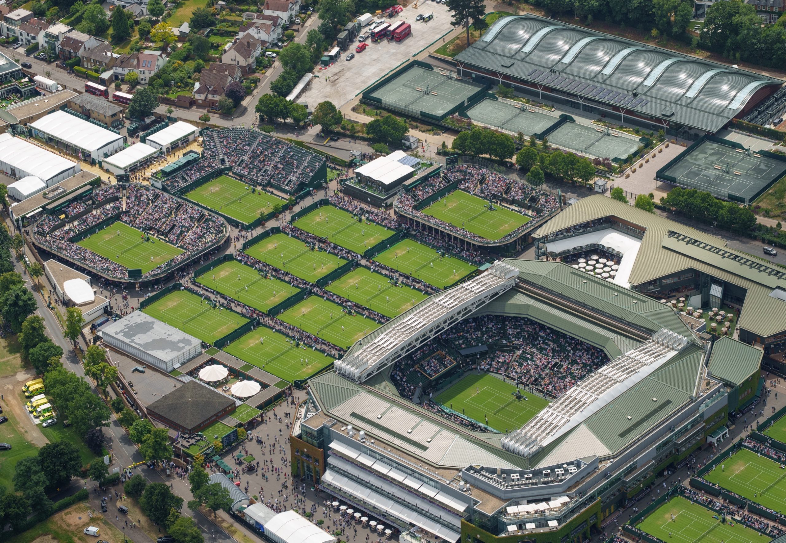 Aerial view of The All England Lawn Tennis and Croquet Club
