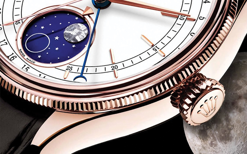 Rolex Geneve_Cellini Moonphase_50535_Automatic_Rose gold case_Crocodile Skin bracelet_Men's watch/unisex_White dial