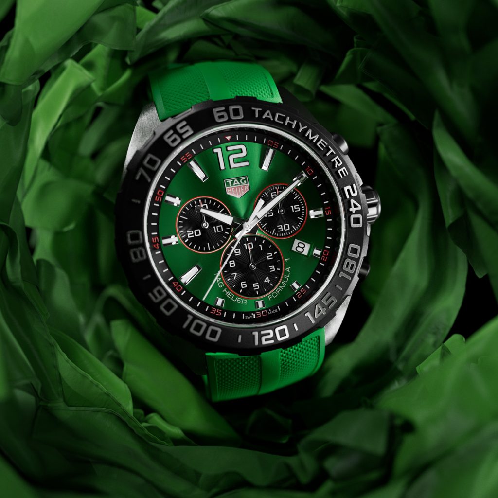 Green chronograph watch