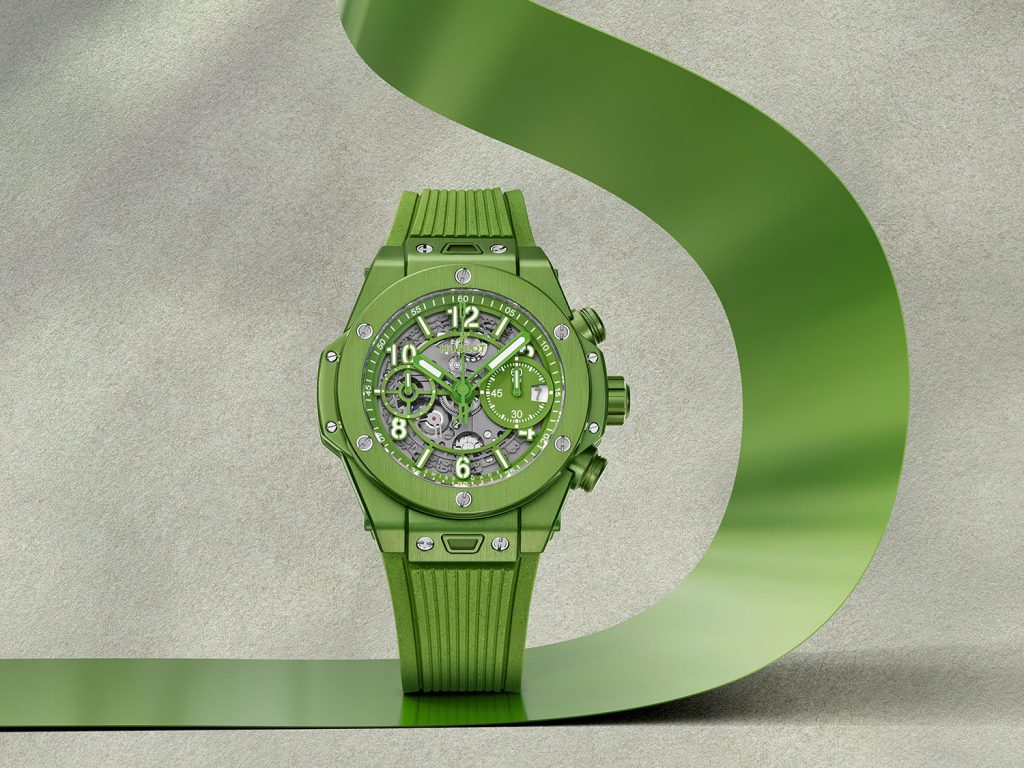 Green watch on green rubber strap 