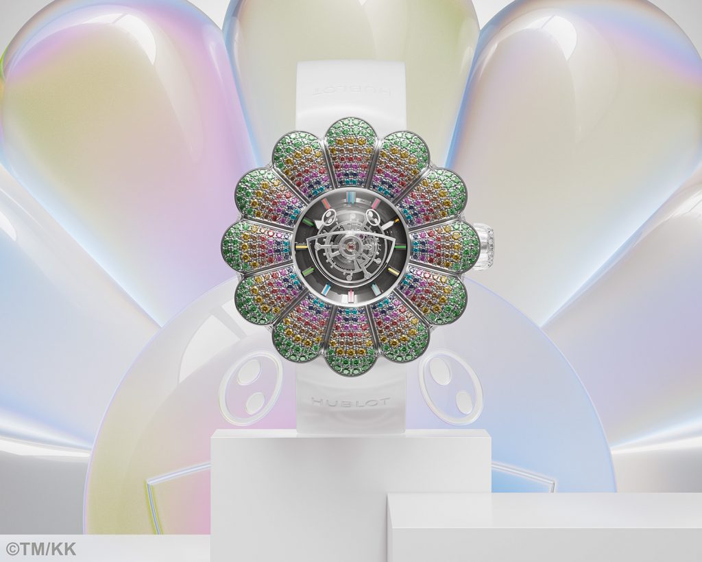 Sunflower shaped watch with 444 diamonds and central tourbillon