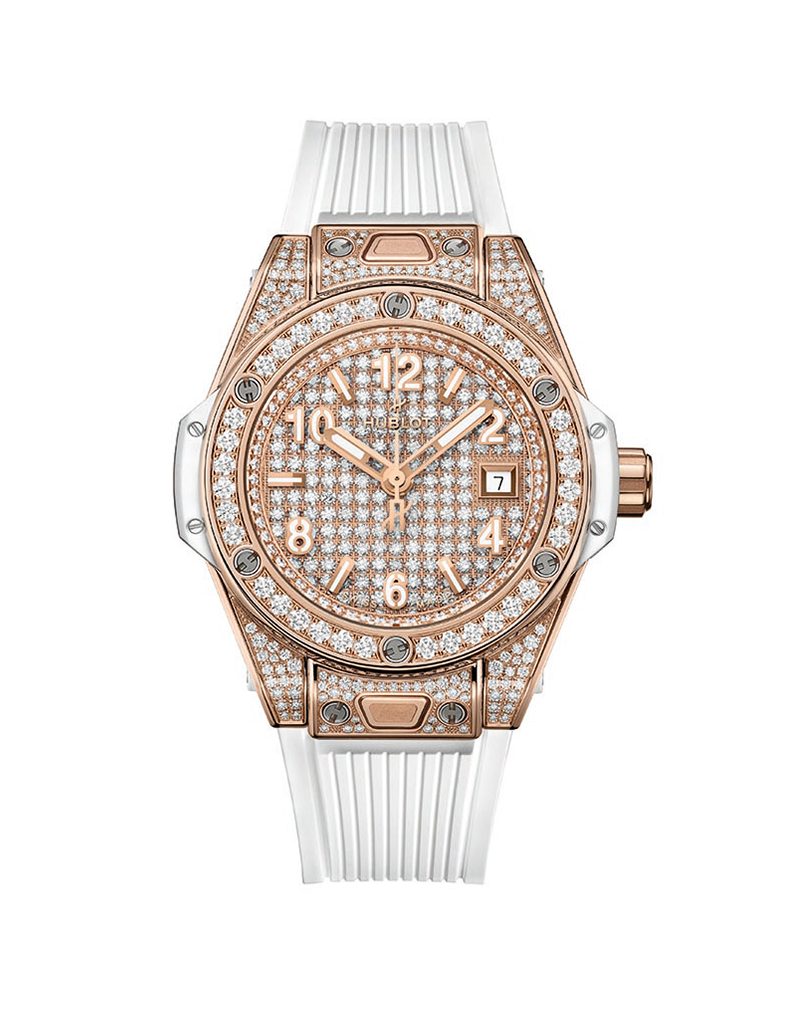 Big Bang One Click King Gold White Full Pave 33mm