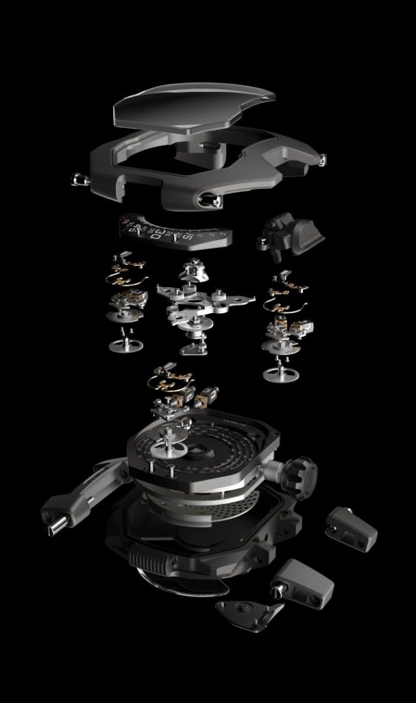 An exploded view of the new URWERK UR-120 watch