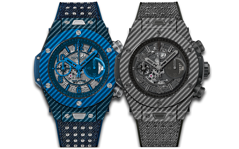 Hublot Big Bang Unico 411.YL.5190.NR.ITI15 Carbon case Rubber bracelet Men's watch/Unisex blue bezel grey bezel 