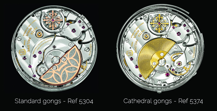 Patek Philippe standard and cathedral gongs