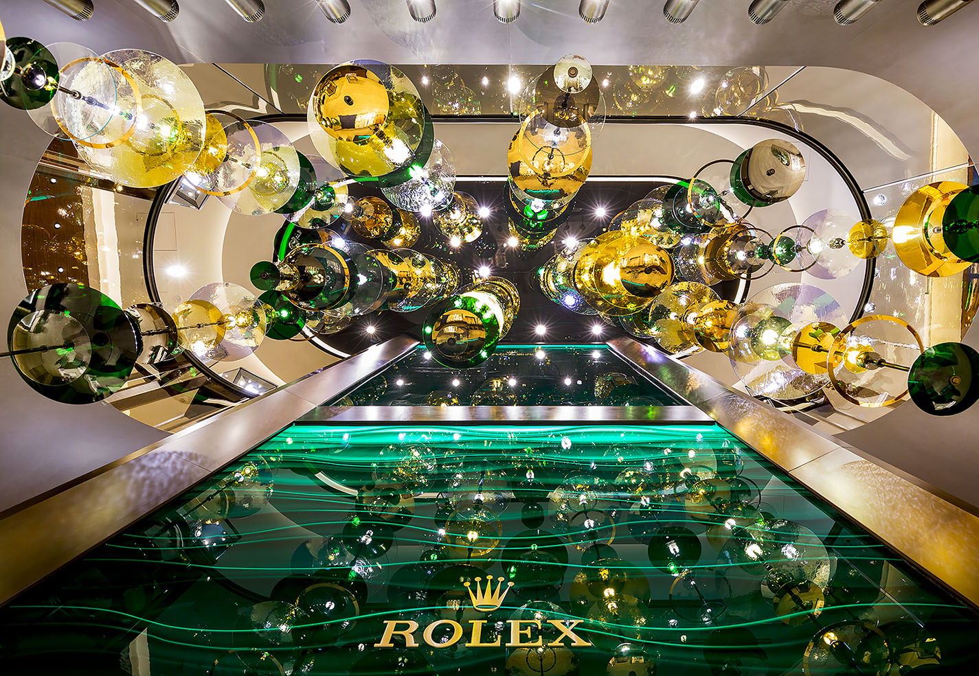 Rolex boutique chandelier view