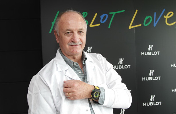 Mr Scolari wearing the Hublot watch which was named after him: the King Power Scolari