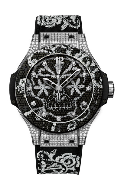 Hublot Big Bang Broderie 343.CS.6570.NR.BSK16 Automatic Ceramic case Silver Rubber bracelet Men's watch/Unisex Ceramic case Carbon bezel Sapphire Glass No numerals fold clasp limited Edition