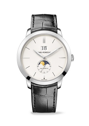 The Girard-Perregaux 1966 Large Date Moon Phases has a patented large date display which displays the date with no border between the digits for exceptional readability. 