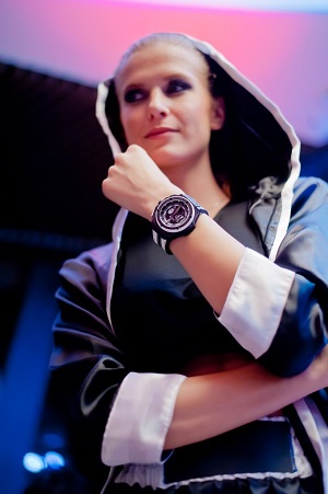 A model sporting a Hublot watch.