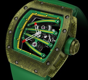 The Richard Mille RM59-01 is equipped with four three-dimensional, curved movement bridges that are shaped like Jamaican sprinter Yohan Blake’s fingers while performing his record-setting runs. 