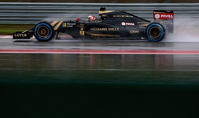 The Lotus F1 team with Richard Mille livery at the US F1 Grand Prix qualifying round.  (Image Credit: Getty Images).