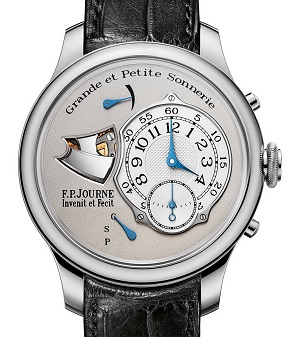The F.P. Journe Sonnerie Souveraine is produced in steel because steel transmits sound much better than gold or platinum.