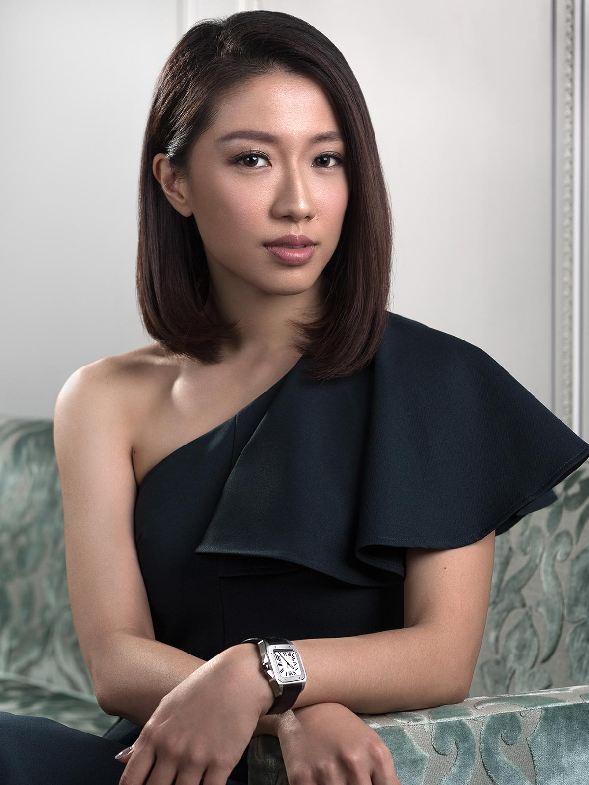 Rachel Lim wearing Cartier Santos 100